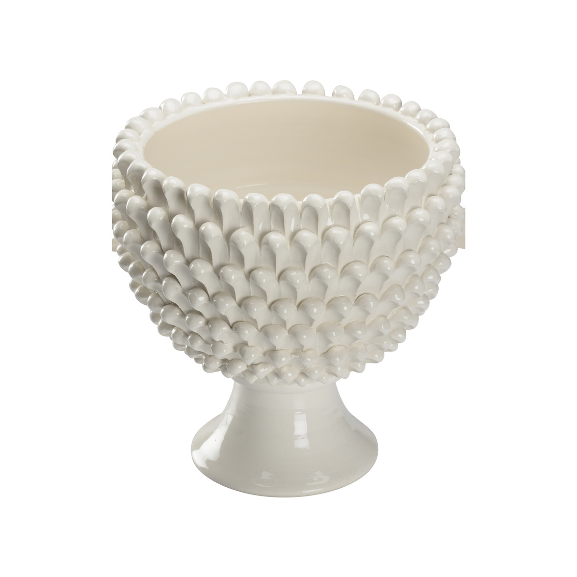 Chelsea House - Flowered Footed Vase in Glossy White