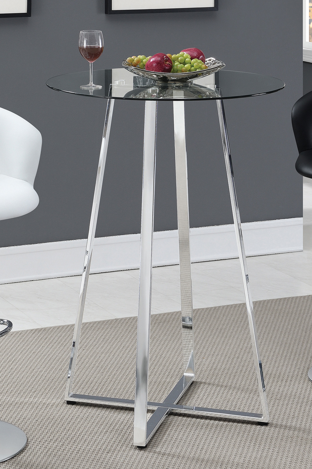 Coaster - Glass Top Bar Table in Chrome