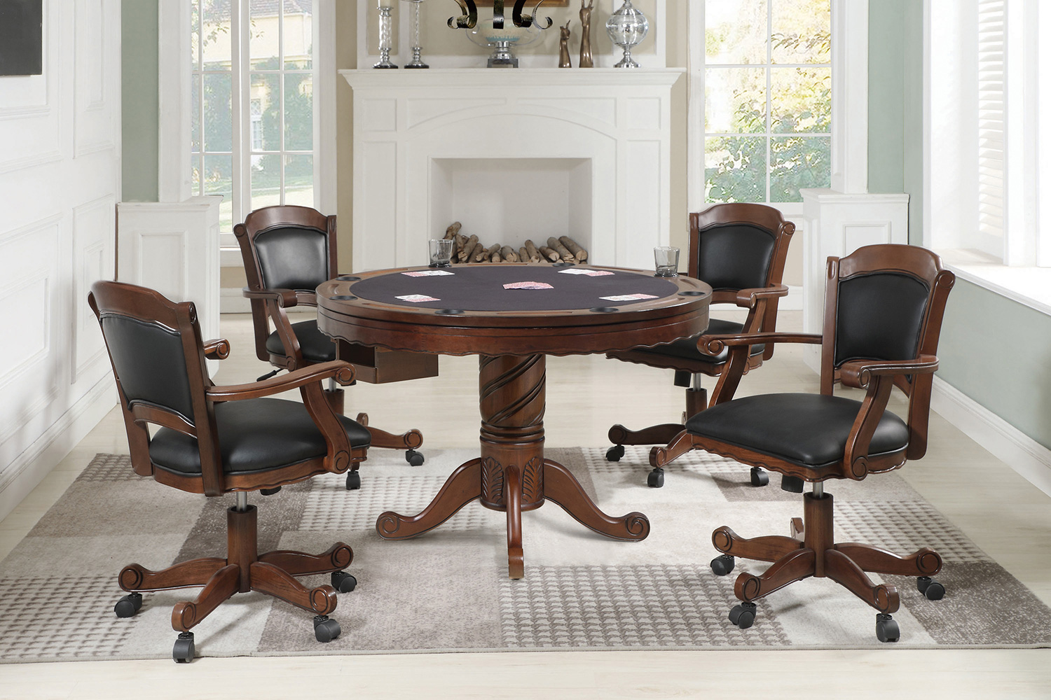 Coaster - Turk Game Chair With Casters in Black/Tobacco