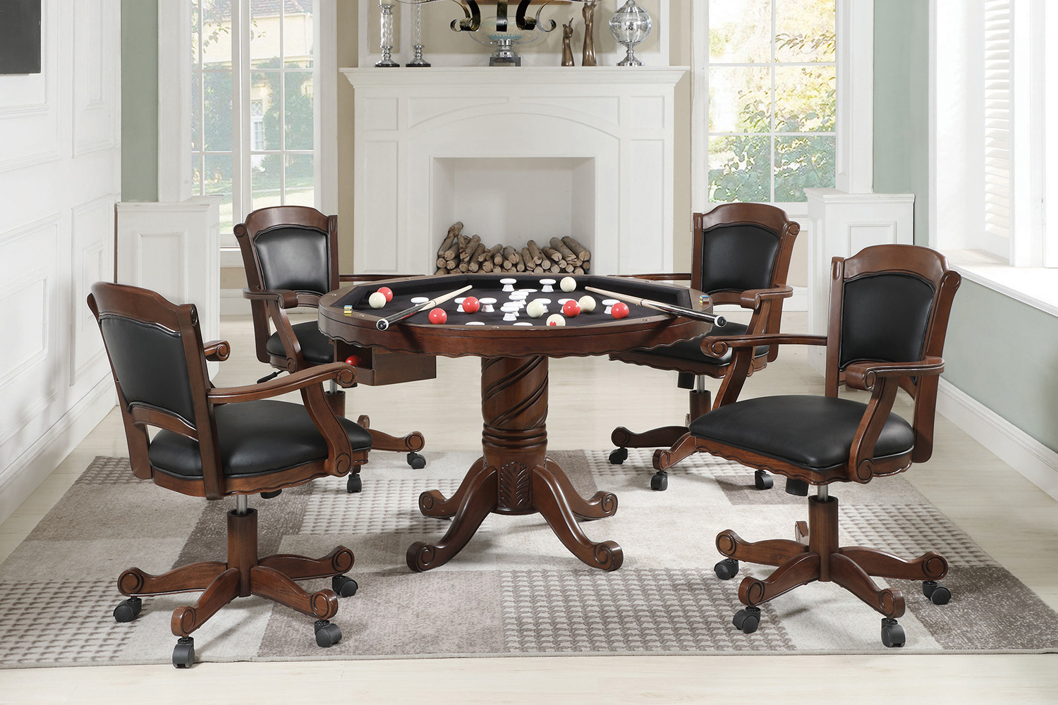 Coaster - Turk Game Chair With Casters in Black/Tobacco