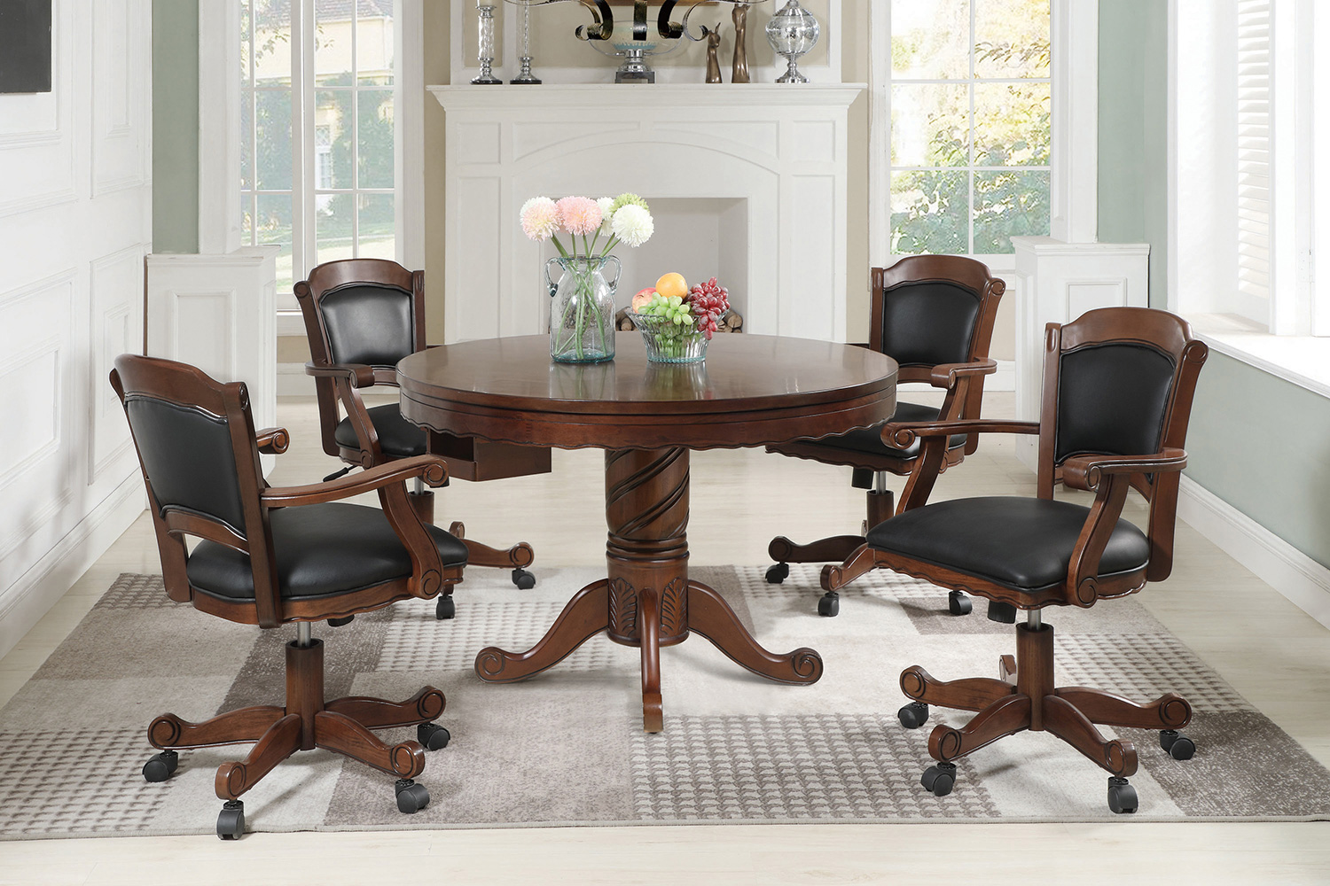 Coaster - Turk Game Chair With Casters in Black/Tobacco