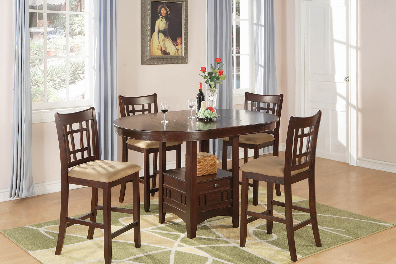 Coaster Lavon Oval Counter Height Table - Warm Brown