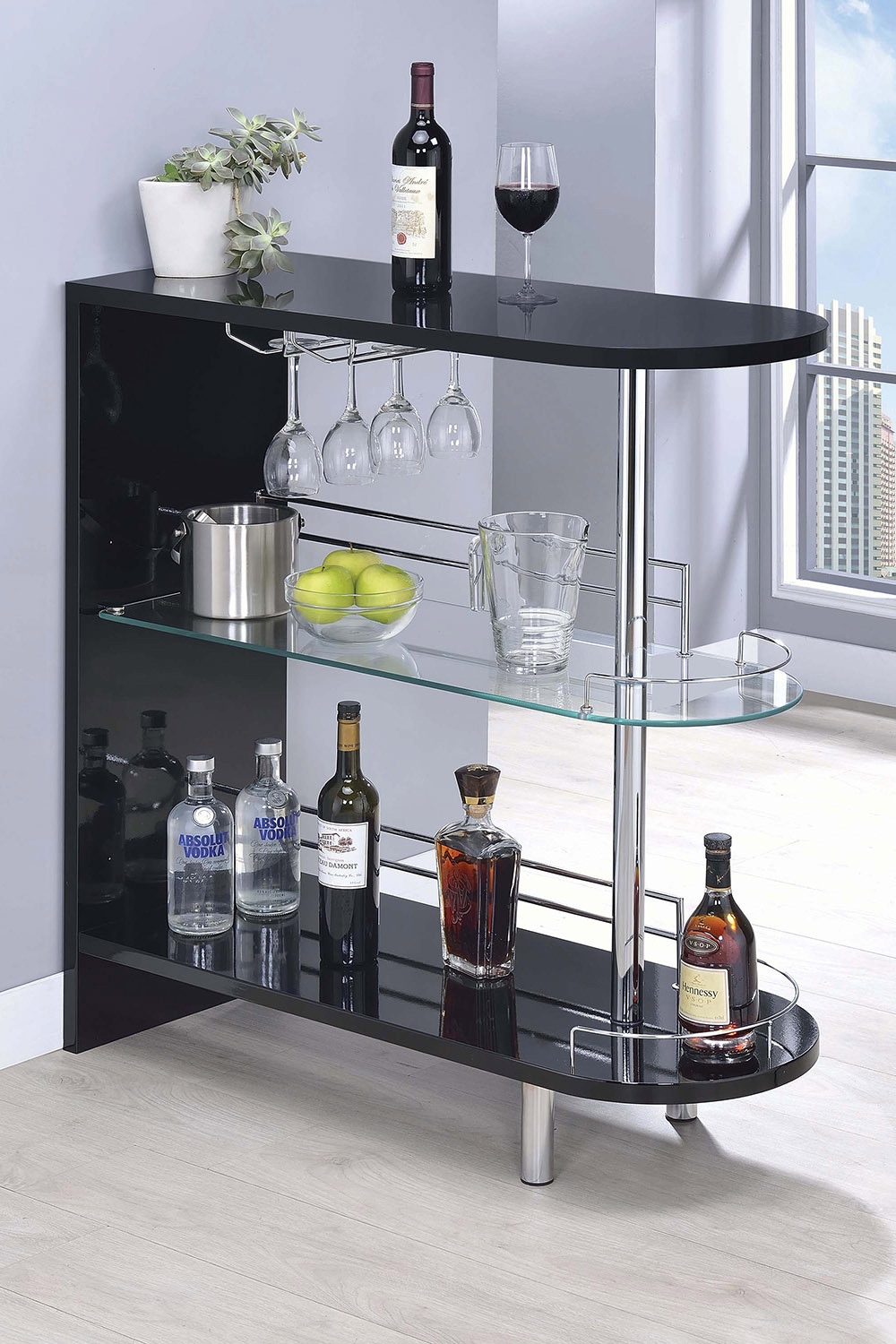 Coaster 3-Tier Bar Table - Black/Clear