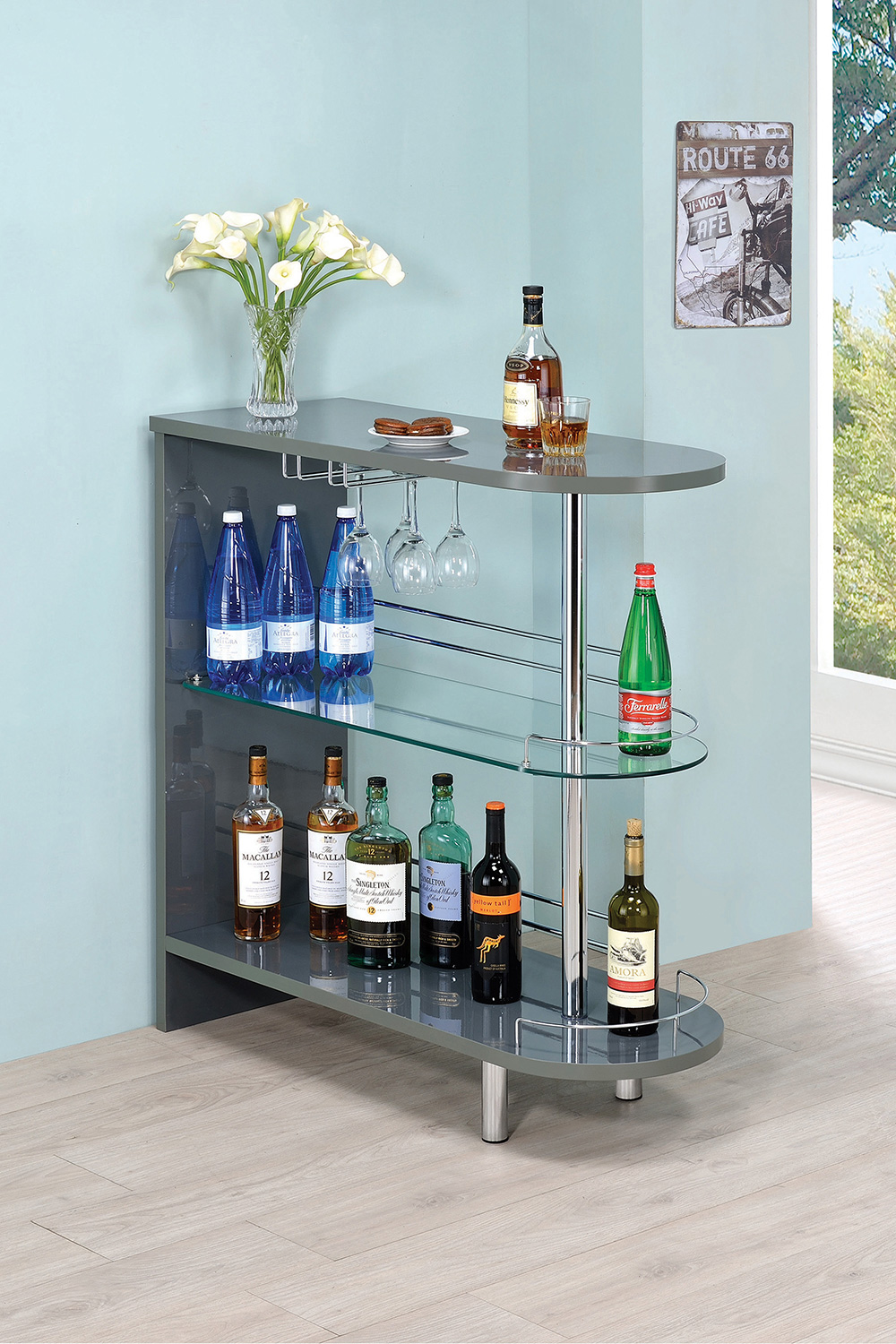 Coaster 3-Tier Bar Table - Gray/Clear