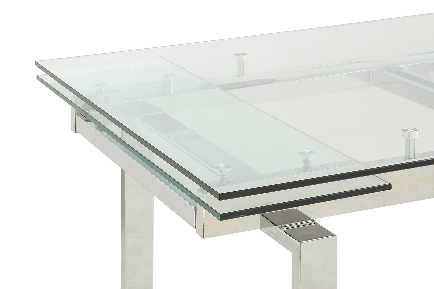 Coaster - Wexford Glass Top Dining Table With Extension Leaves in Chrome