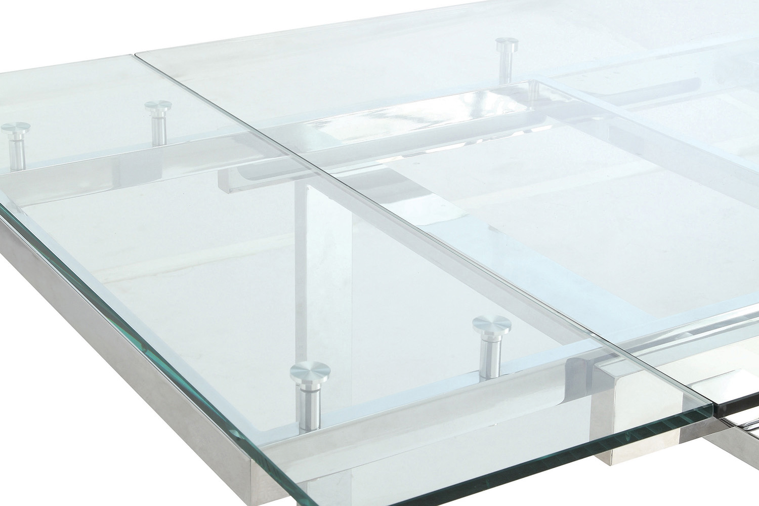 Coaster - Wexford Glass Top Dining Table With Extension Leaves in Chrome