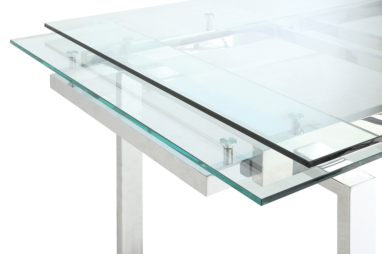Coaster - Wexford Glass Top Dining Table With Extension Leaves in Chrome
