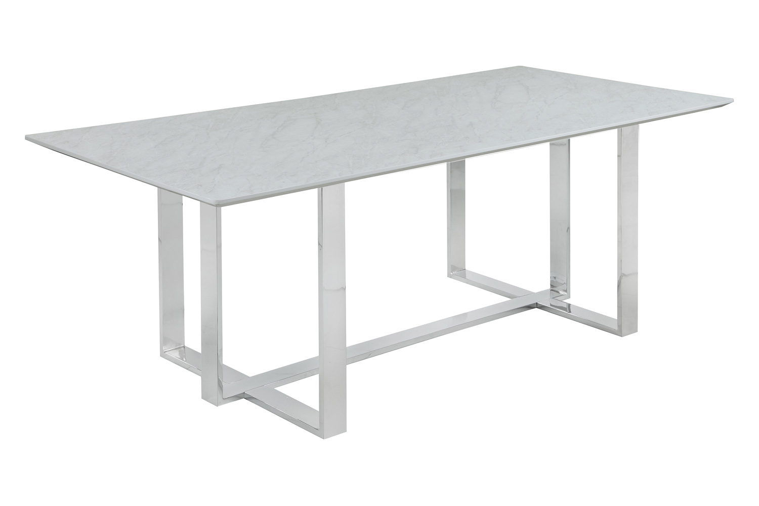 Coaster - Annika Rectangular Glass Top Dining Table in White/Chrome