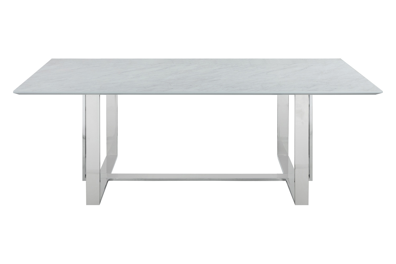 Coaster - Annika Rectangular Glass Top Dining Table in White/Chrome