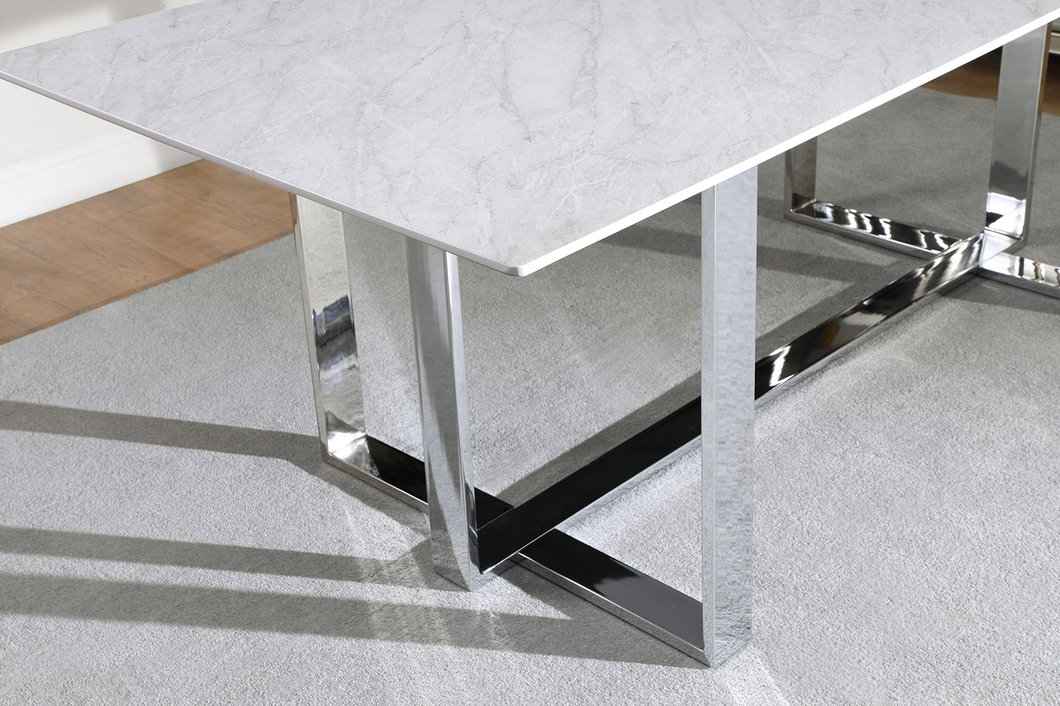 Coaster - Annika Rectangular Glass Top Dining Table in White/Chrome