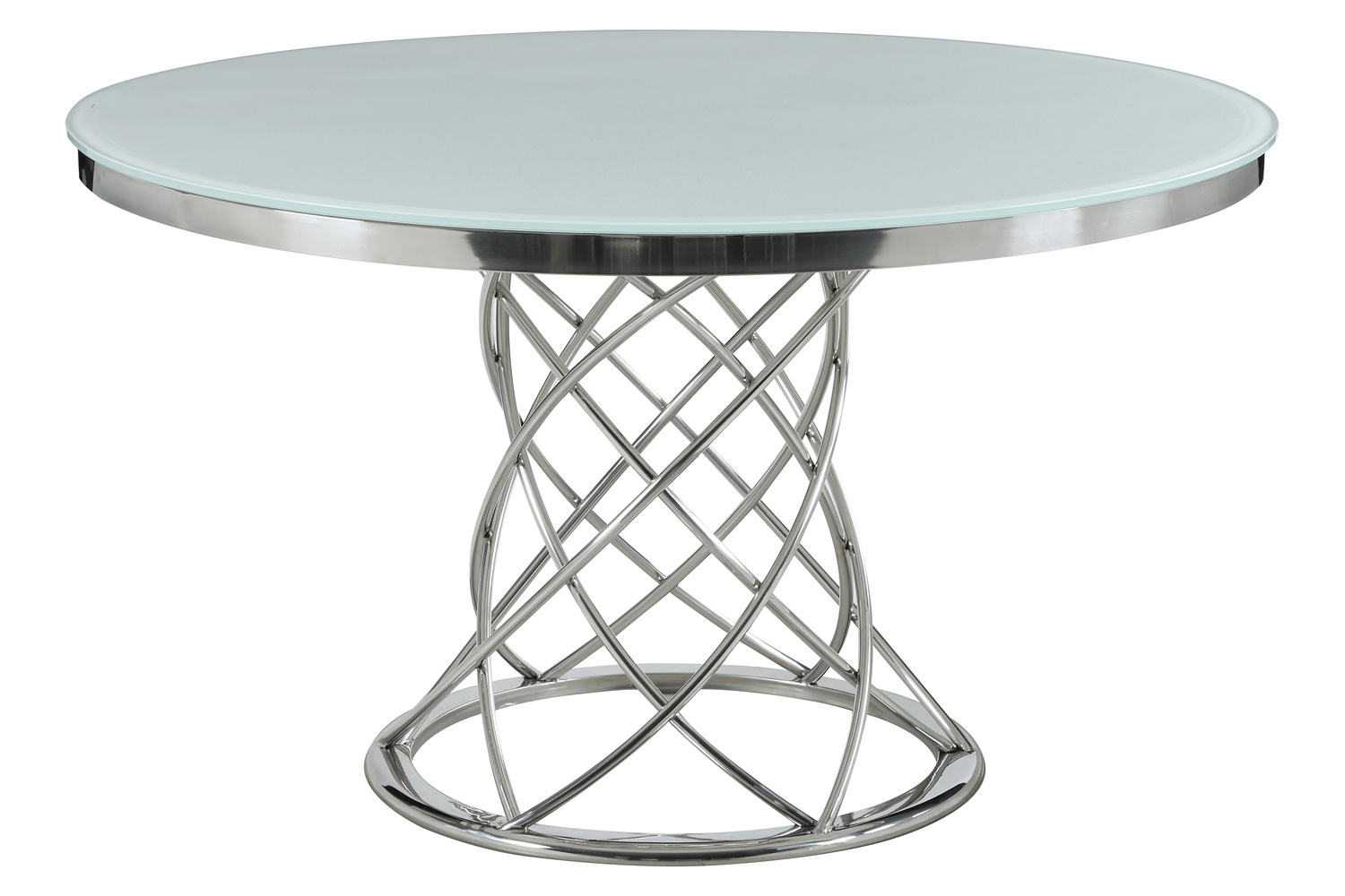 Coaster - Irene Round Glass Top Dining Table in White/Chrome