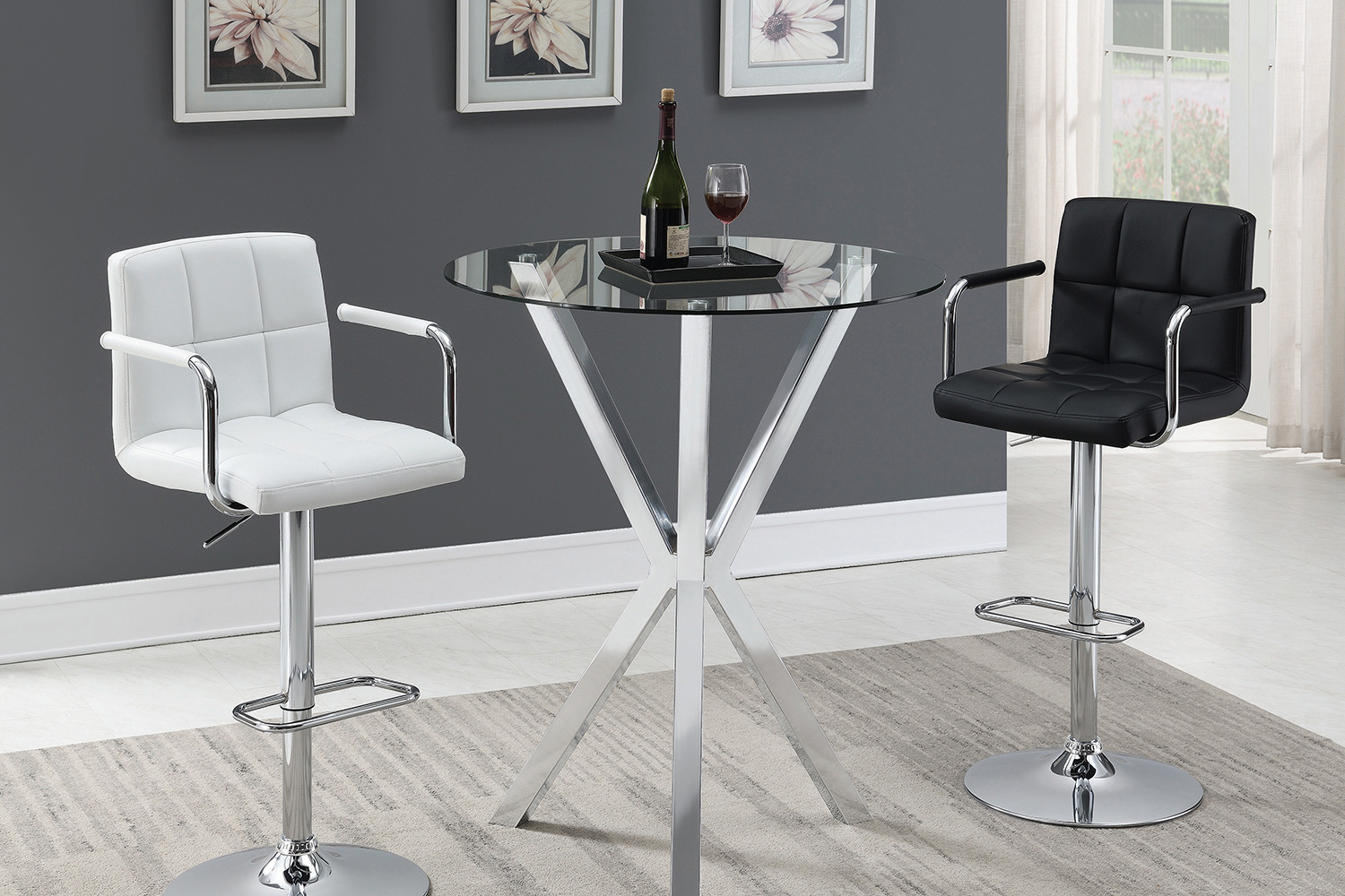 Coaster Adjustable Height Bar Stool - White/Chrome