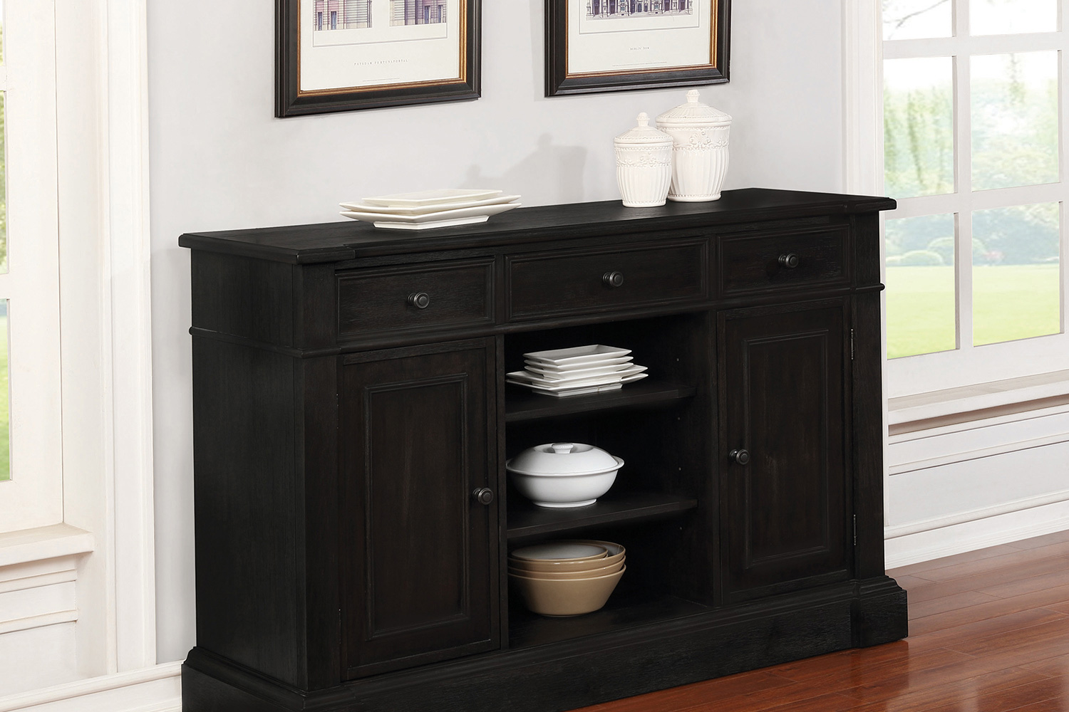 Coaster - Phelps 2-Door Rectangular Server in Antique Noir