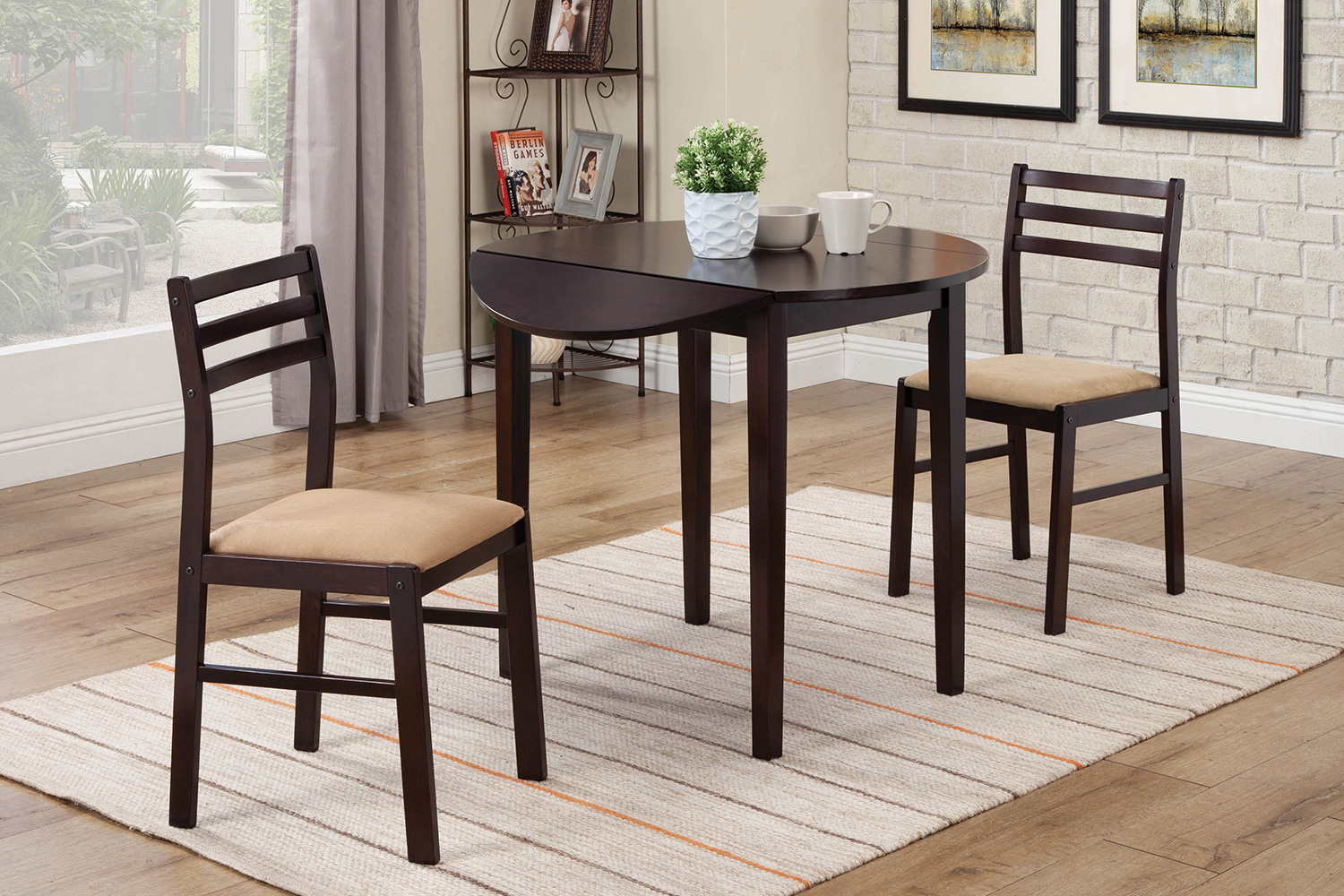 Coaster 3-Piece Dining Set with Drop Leaf - Cappuccino/Tan