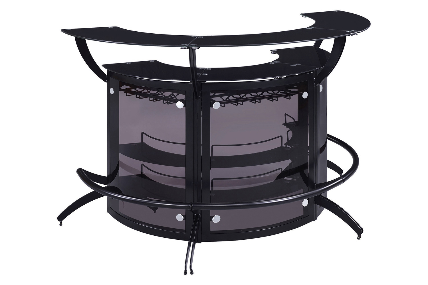 Coaster - 3-Bottle Wine Rack Bar Unit in Smoked/Black