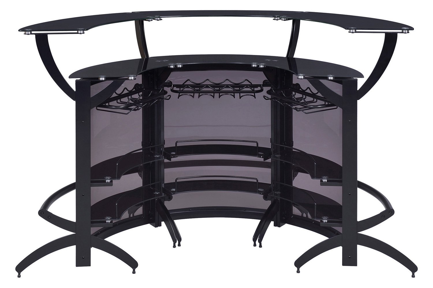 Coaster - 3-Bottle Wine Rack Bar Unit in Smoked/Black