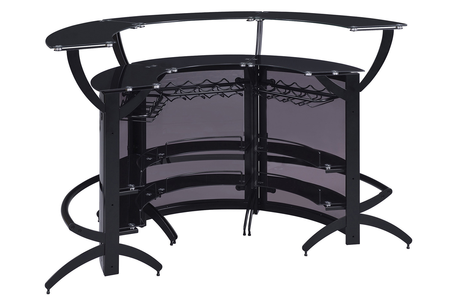Coaster - 3-Bottle Wine Rack Bar Unit in Smoked/Black