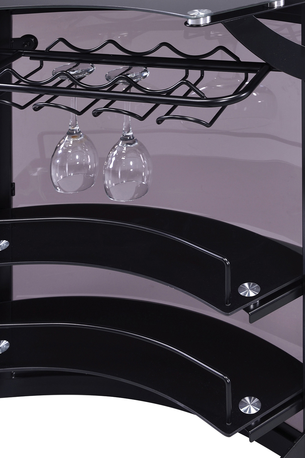 Coaster - 3-Bottle Wine Rack Bar Unit in Smoked/Black