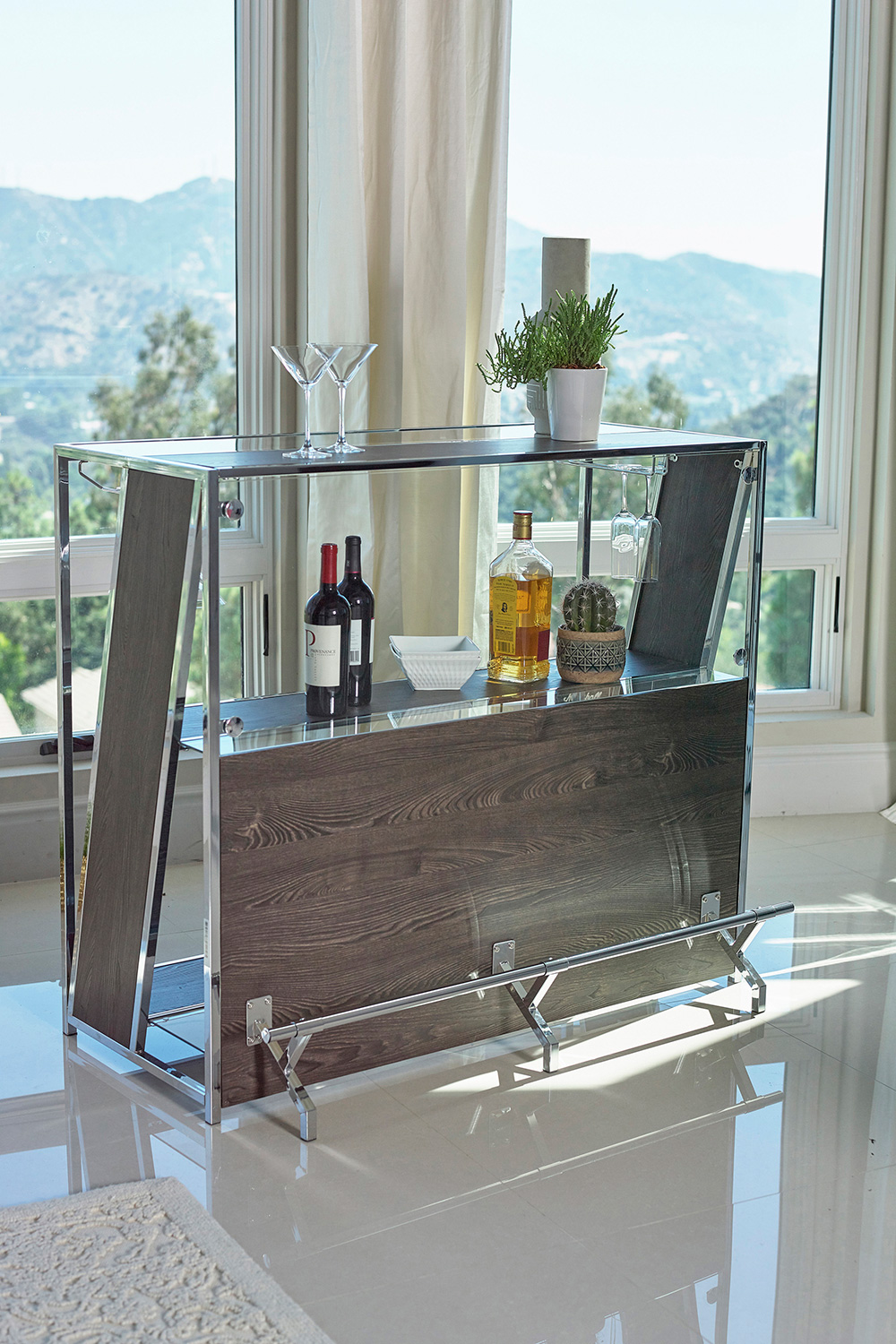 Coaster - 2-Shelf Bar Unit With Footrest in Dark Oak