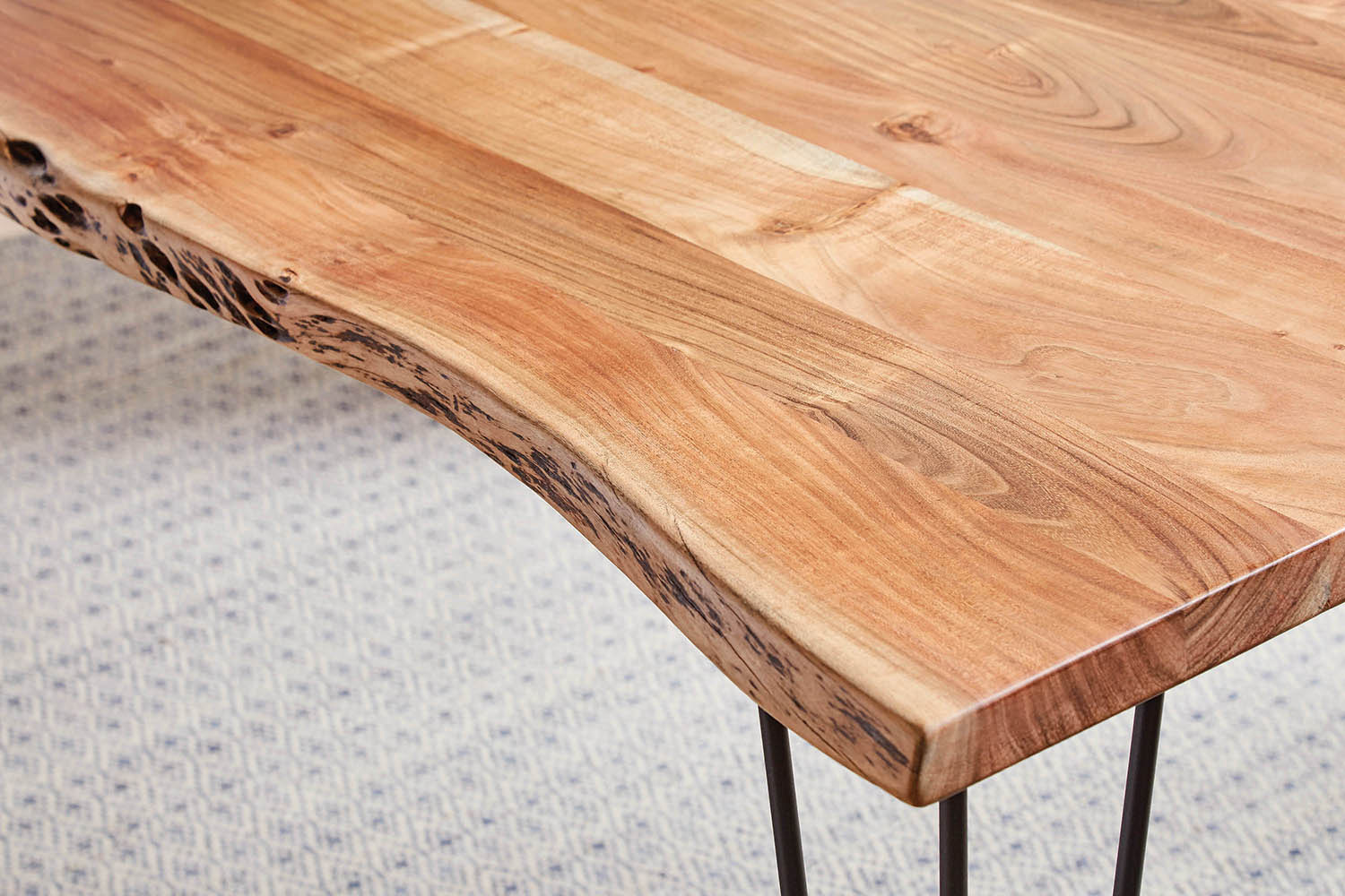 Coaster - Sherman Rectangular Dining Table in Natural Acacia/Matte Black