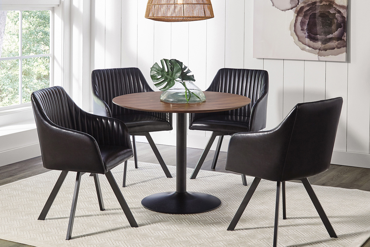 Coaster Tufted Sloped Arm Swivel Dining Chair - Black/Gunmetal