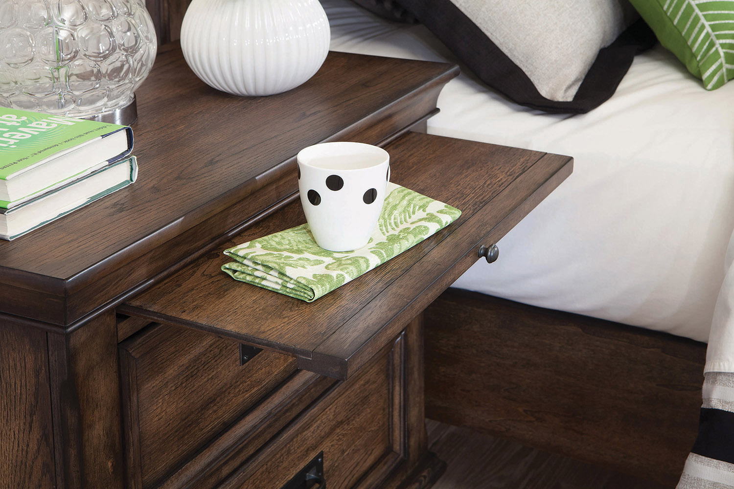 Coaster - 2-Drawer Nightstand With Pull Out Tray in Burnished Oak
