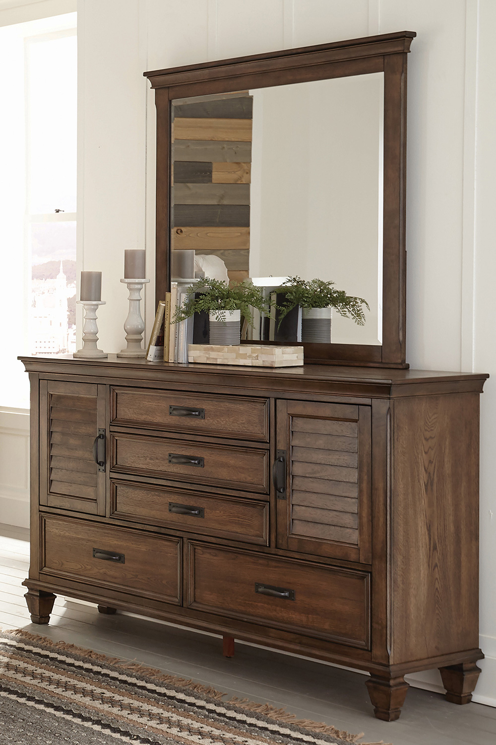 Coaster Franco Rectangular Mirror - Burnished Oak