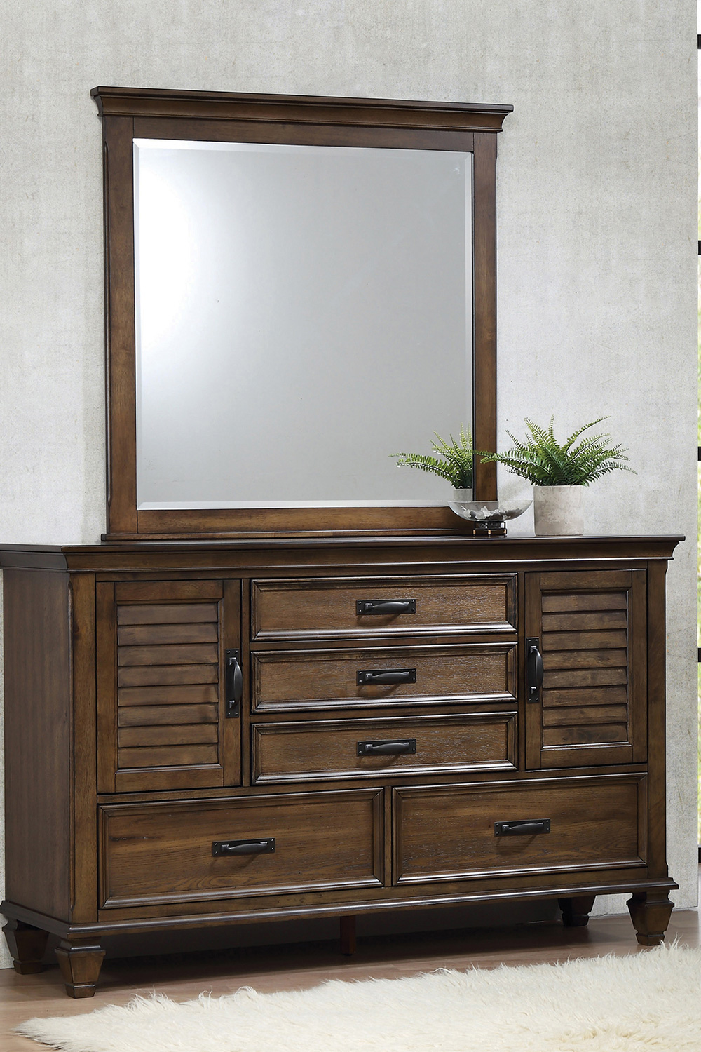 Coaster Franco Rectangular Mirror - Burnished Oak
