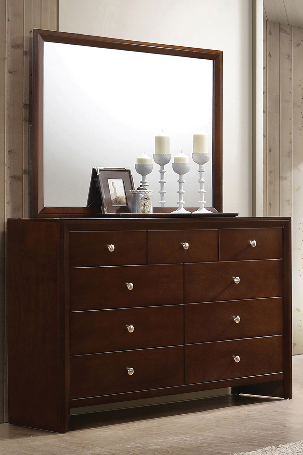 Coaster - Serenity Rectangle Dresser Mirror in Rich Merlot