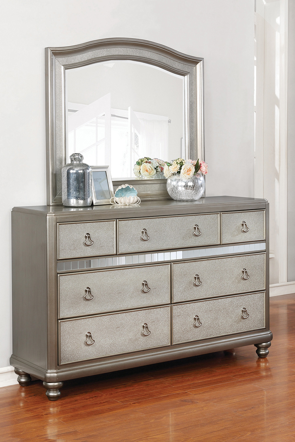 Coaster - Bling Game Arched Mirror in Metallic Platinum