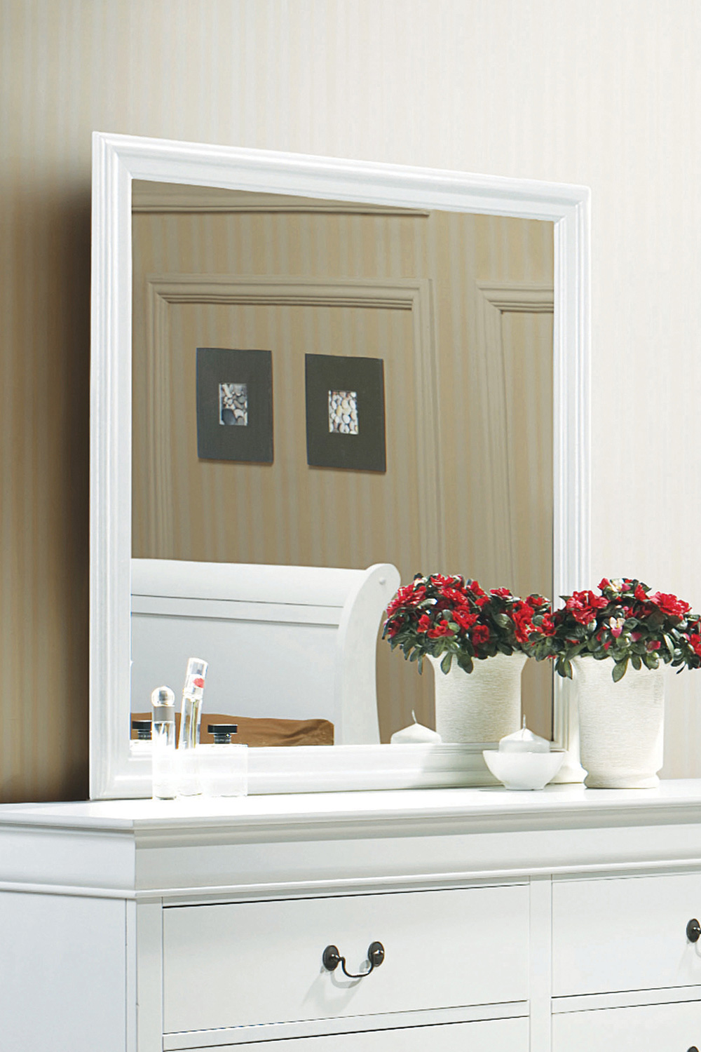 Coaster - Louis Philippe Beveled Edge Square Mirror in White
