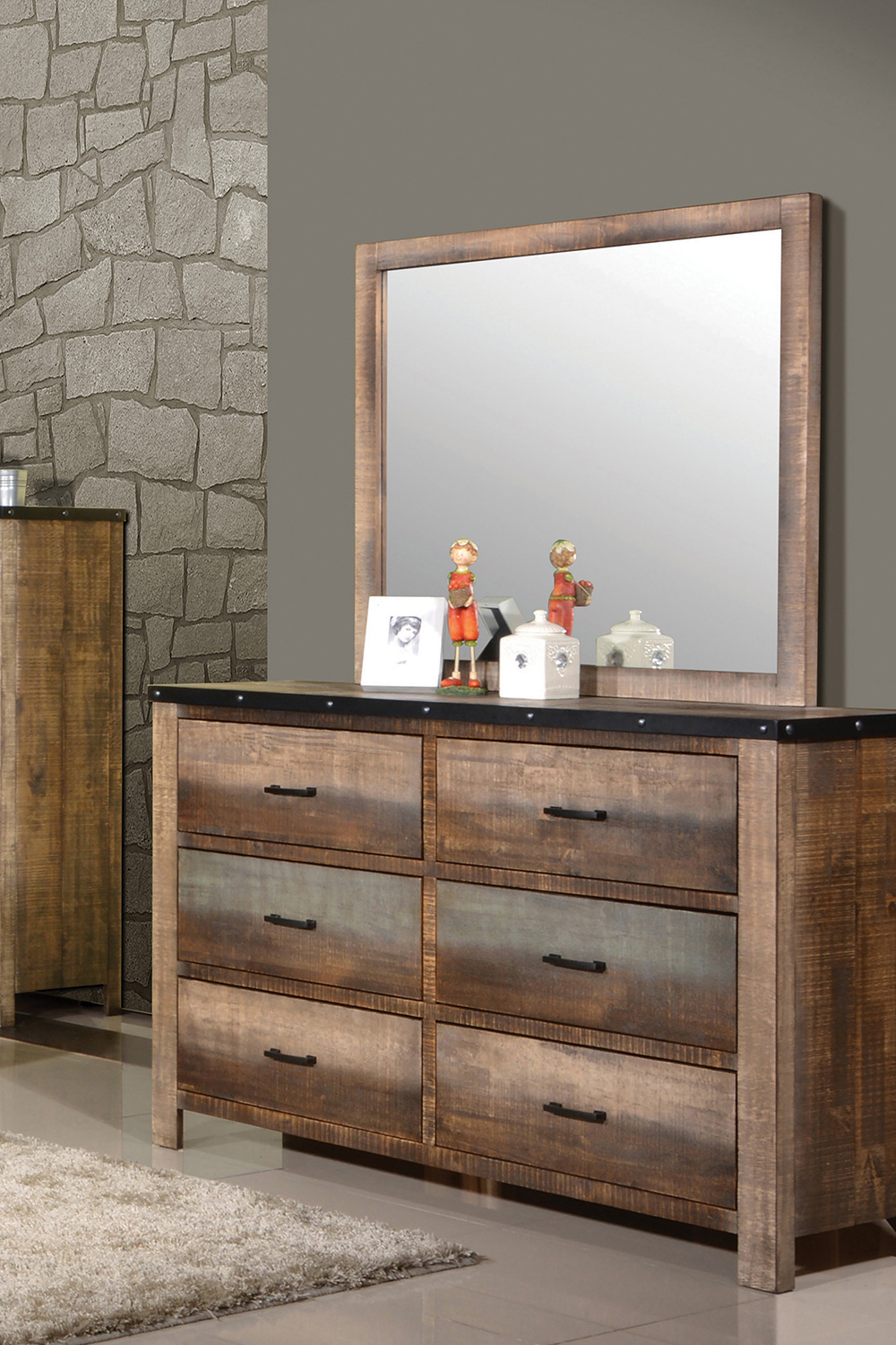 Coaster - Sembene Rectangular Mirror in Antique Multi-Color