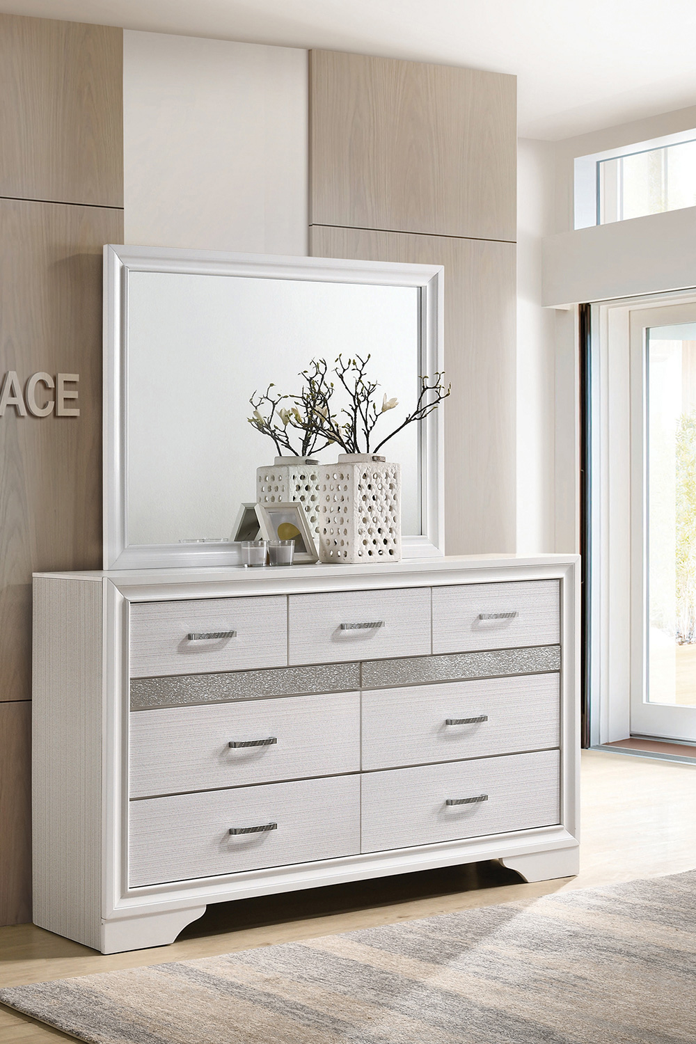 Coaster Miranda Rectangular Mirror - White