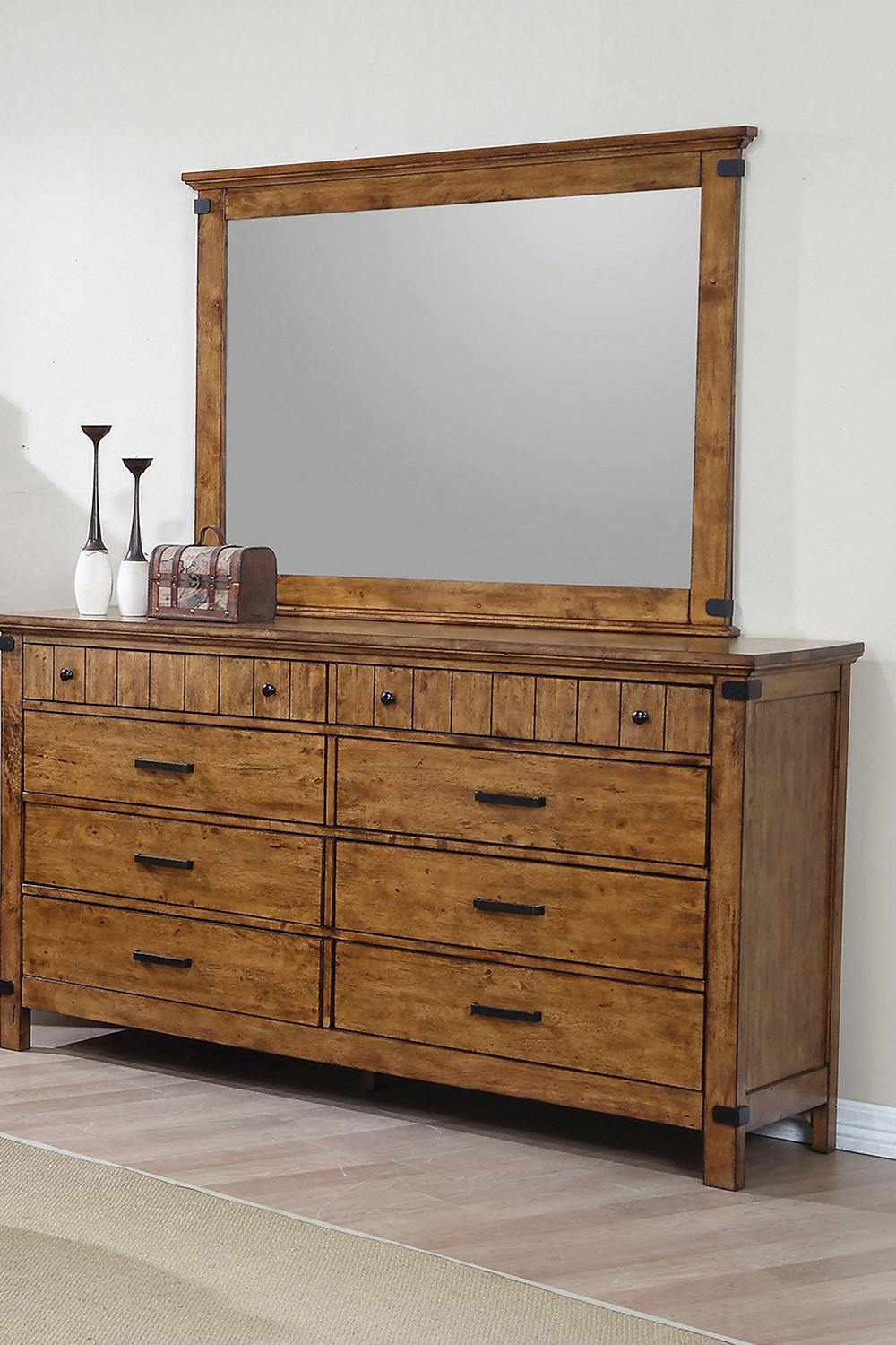 Coaster - Brenner Rectangular Mirror in Rustic Honey