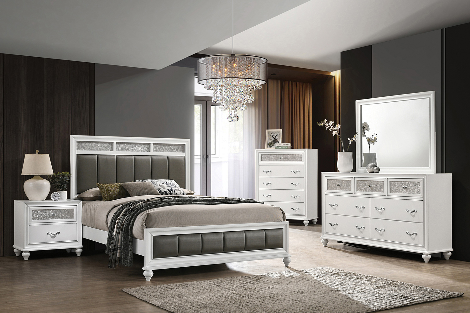 Coaster Barzini Queen Upholstered Panel Bed - White