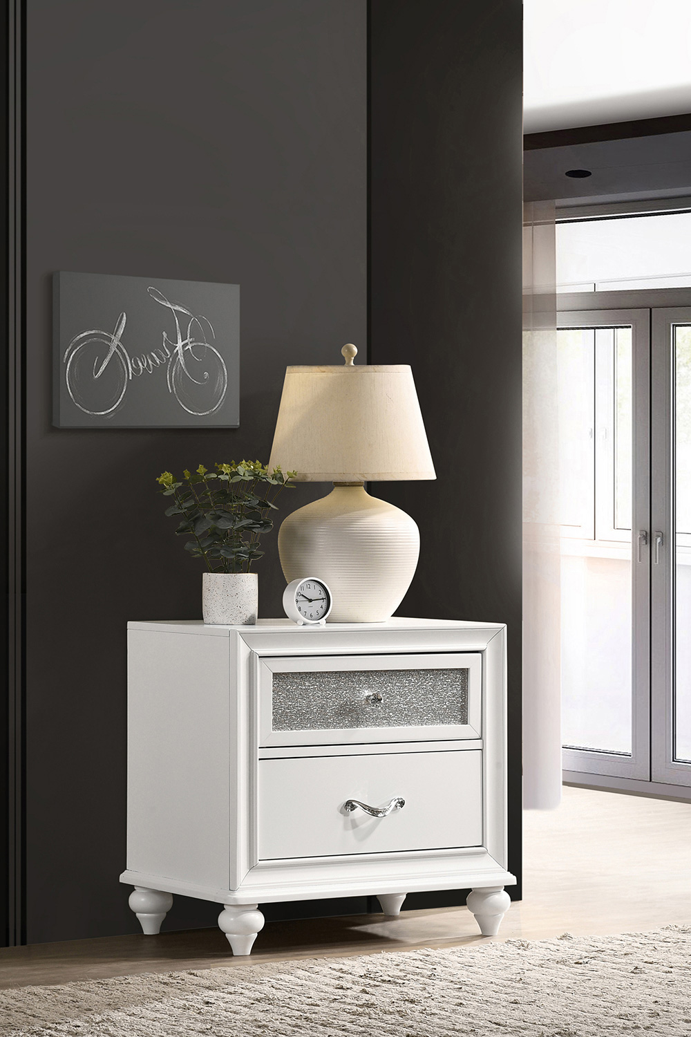 Coaster Barzini 2-Drawer Nightstand - White
