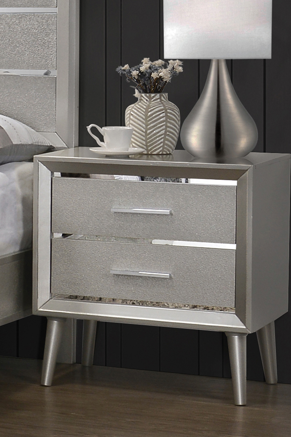 Coaster - Ramon 2-Drawer Nightstand in Metallic Sterling