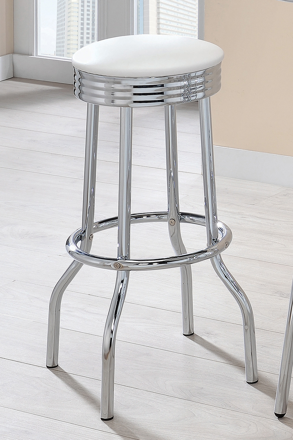 Coaster Upholstered Top Bar Stools (Set Of 2) - White/Chrome