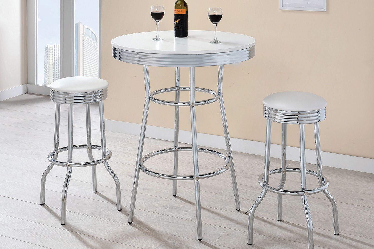 Coaster Upholstered Top Bar Stools (Set Of 2) - White/Chrome