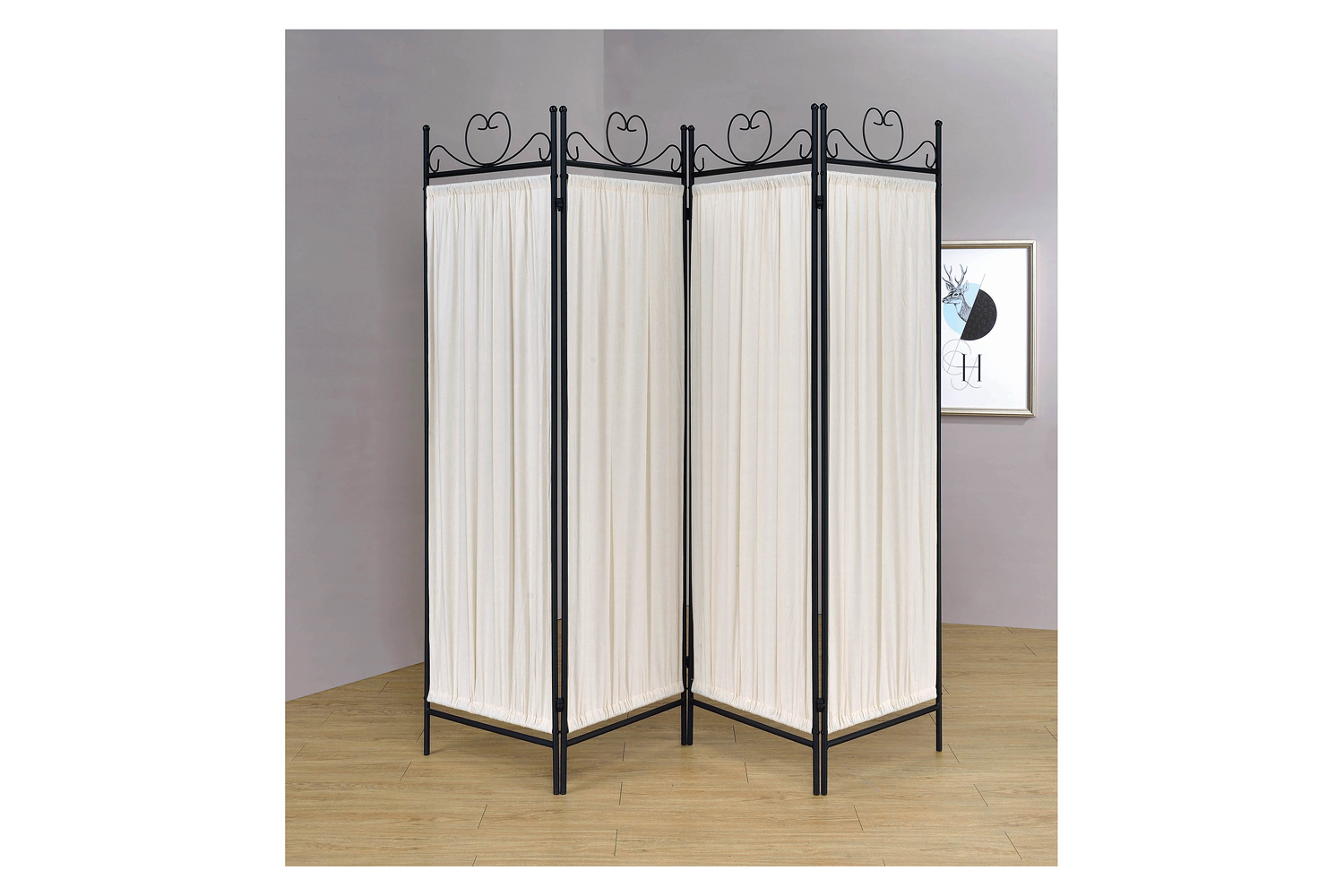 Coaster - 4-Panel Folding Screen in Beige/Black