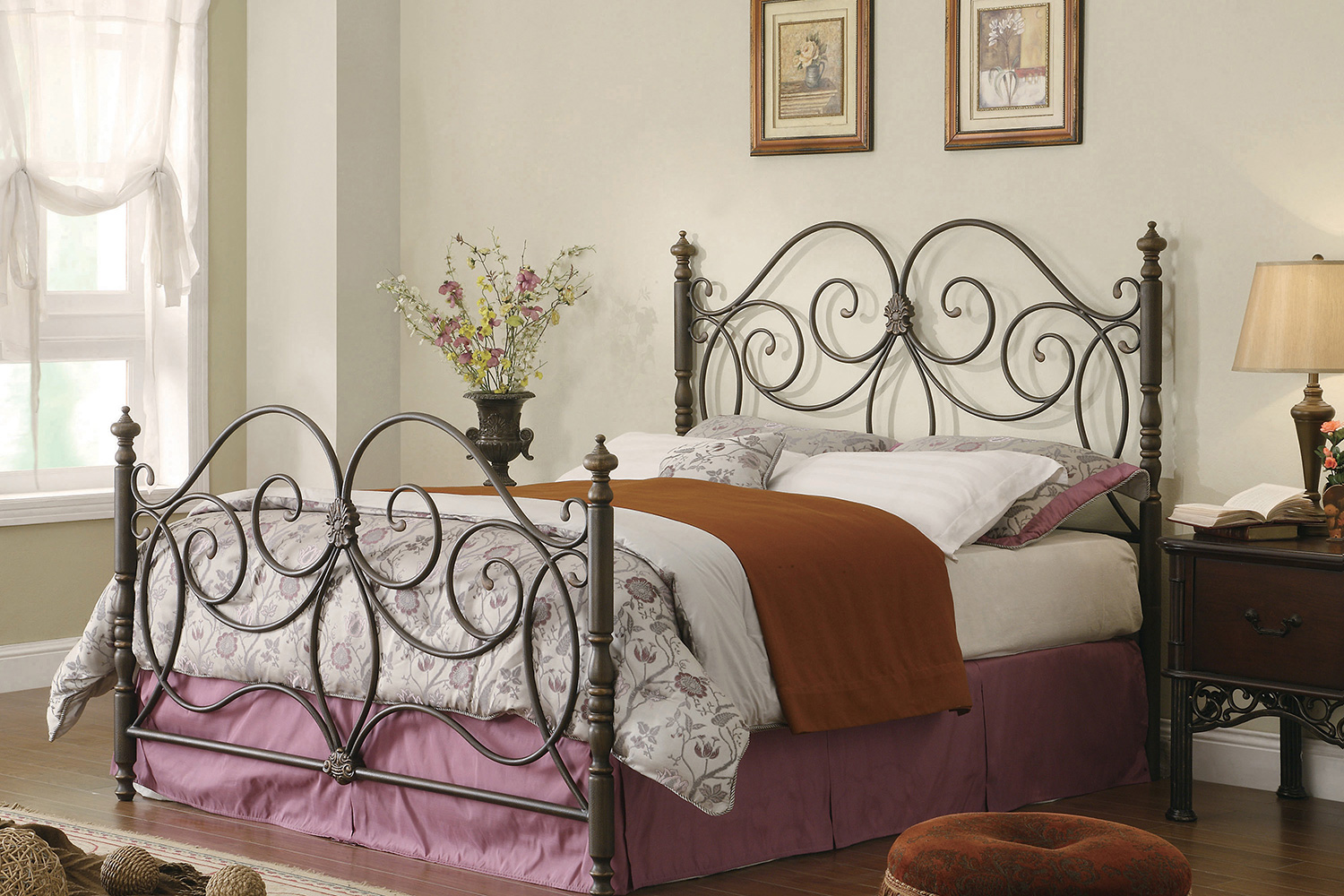 Coaster London Eastern King Metal Scroll Bed - Dark Bronze