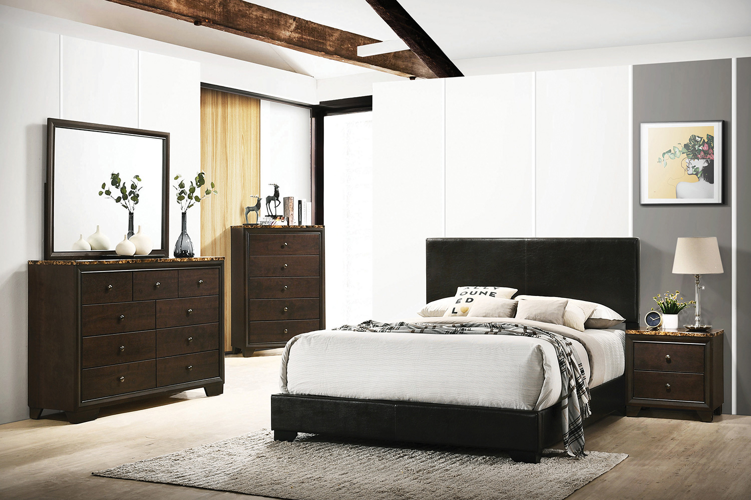 Coaster Conner California King Upholstered Panel Bed - Black