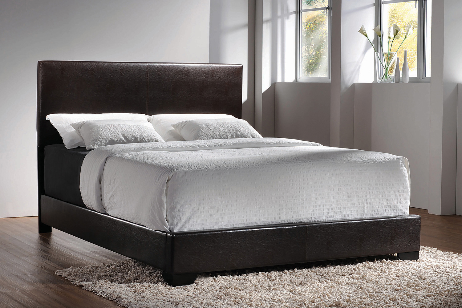 Coaster Conner Twin Upholstered Panel Bed - Dark Brown