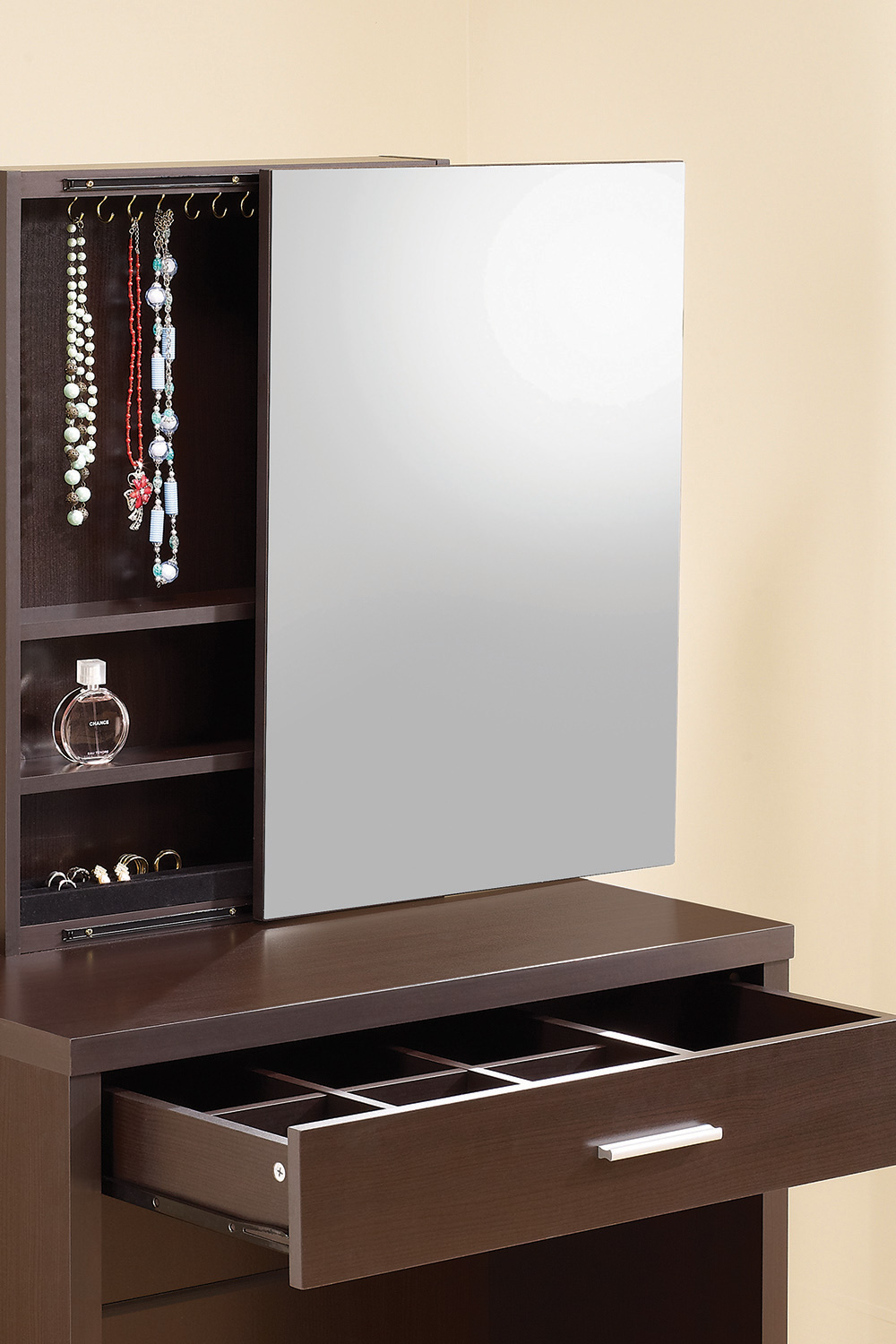 Coaster 2-Piece Vanity Set with Lift-Top Stool - Cappuccino