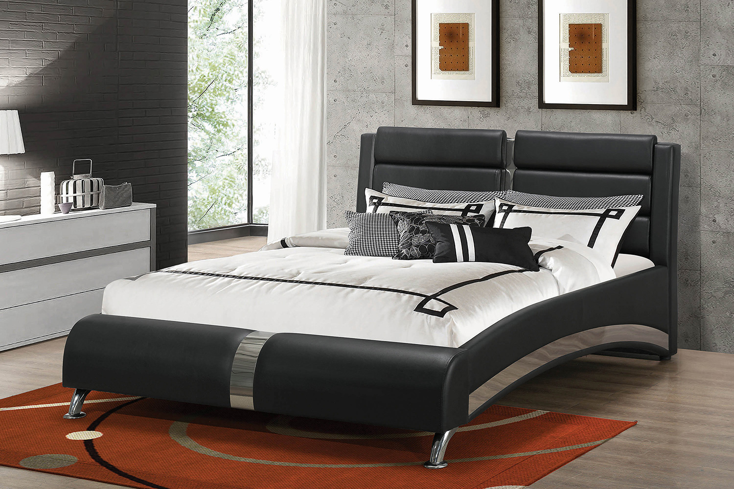 Coaster Jeremaine Eastern King Upholstered Bed - Black