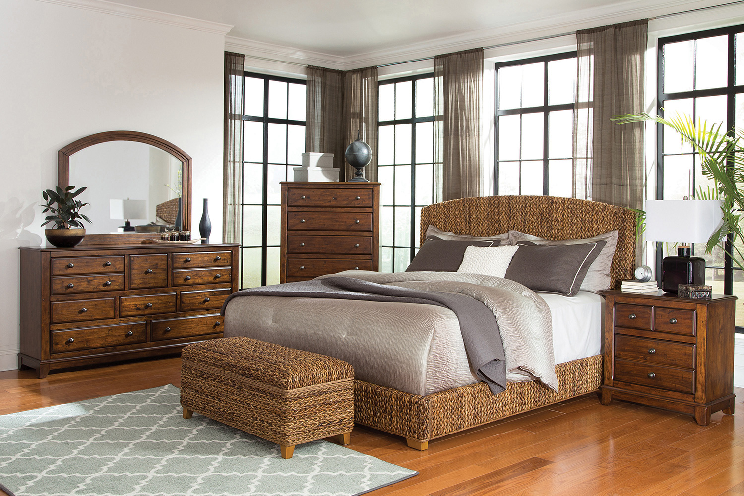 Coaster Laughton Eastern King Hand-Woven Banana Leaf Bed - Amber