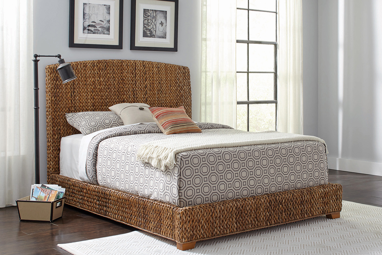 Coaster Laughton Queen Hand-Woven Banana Leaf Bed - Amber