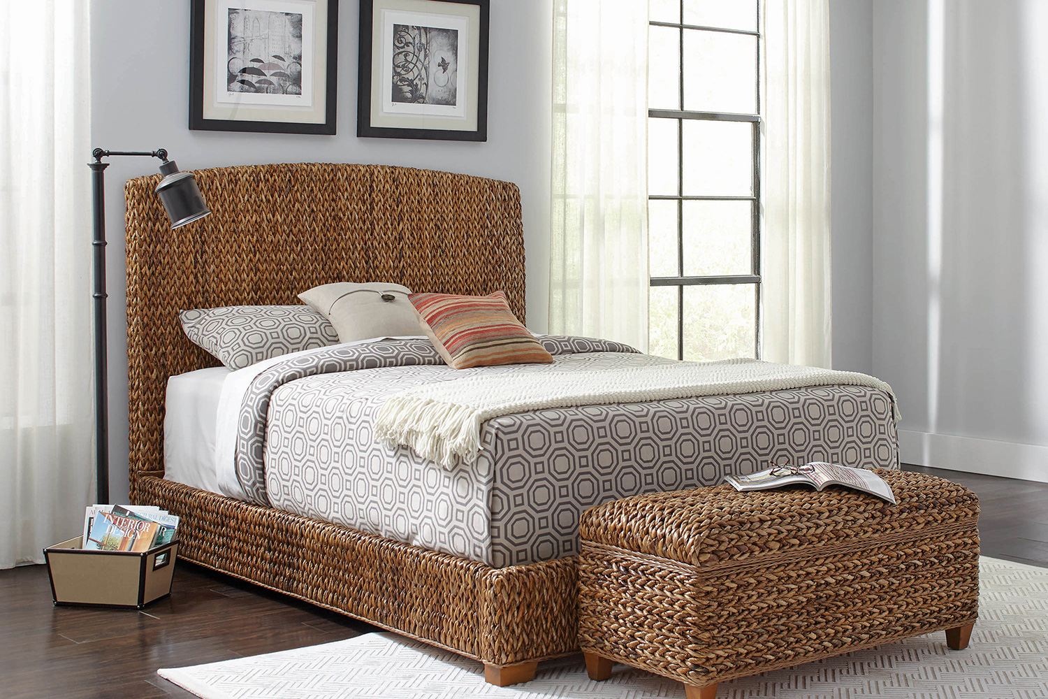 Coaster Laughton Queen Hand-Woven Banana Leaf Bed - Amber
