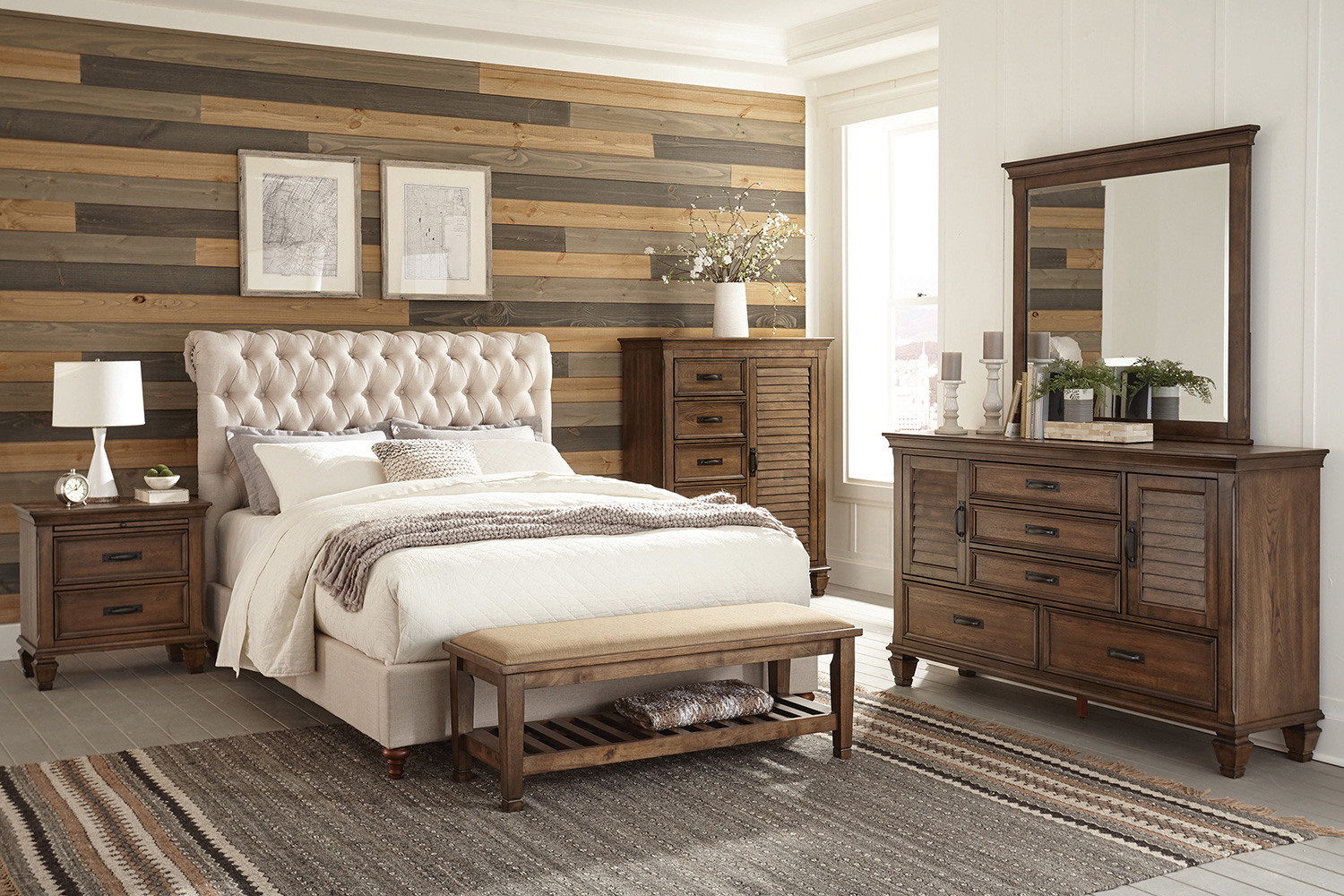 Coaster Devon Button Tufted Upholstered Full Bed - Beige