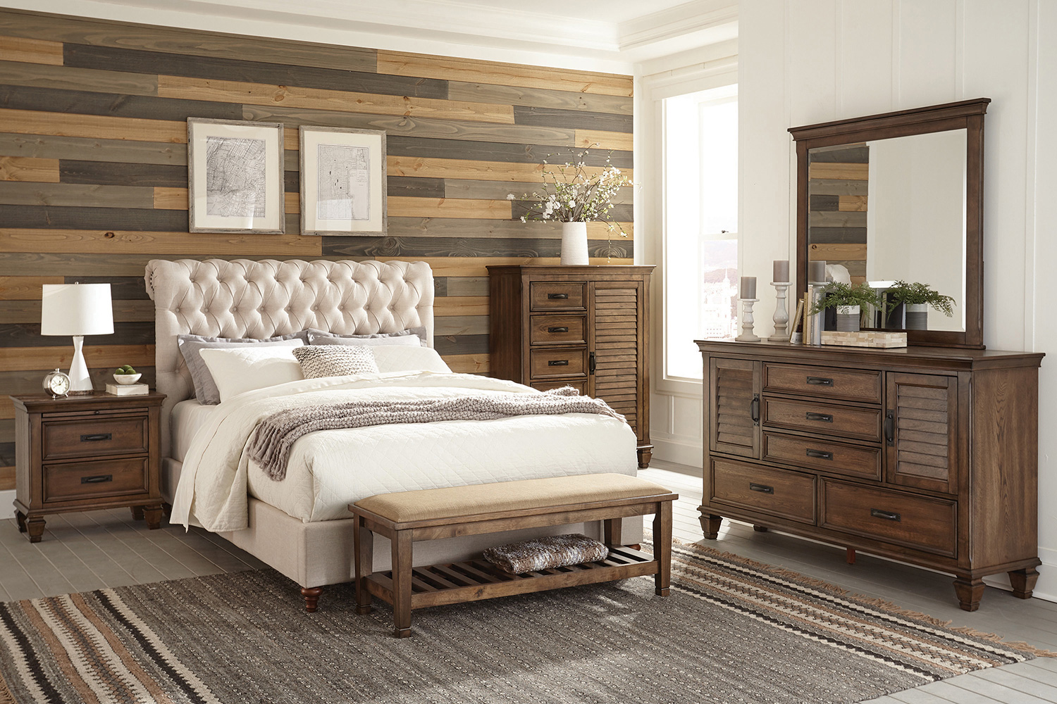Coaster Devon Button Tufted Upholstered Eastern King Bed - Beige